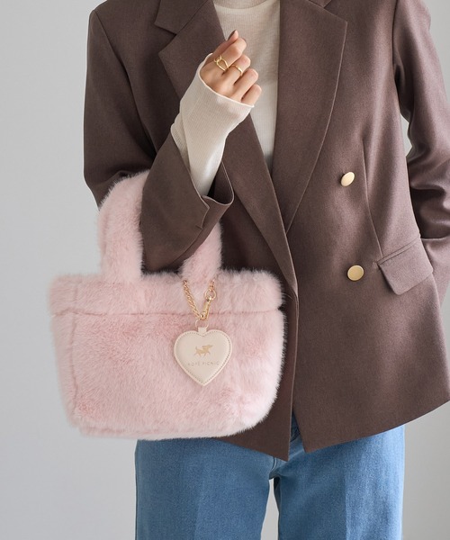 ROPE' PICNIC(ロペピクニック)の「PICNIC DOGシリーズ ミラーチャーム付きファーハンドバッグ(トートバッグ・レディース・チャコールグレー/ピンク/サックスブルー/キナリ・FREE)」の13枚目の写真