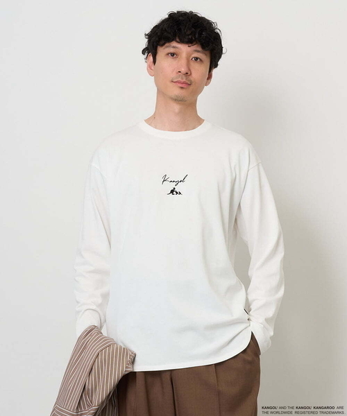 a.v.v(アーヴェヴェ)の「KANGOLスクエアプリントロングシルエットカットソー(Tシャツ/カットソー・メンズ・ホワイト/グリーン・48/46)」の1枚目の写真
