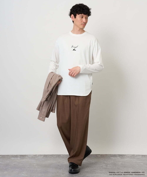 a.v.v(アーヴェヴェ)の「KANGOLスクエアプリントロングシルエットカットソー(Tシャツ/カットソー・メンズ・ホワイト/グリーン・48/46)」の4枚目の写真