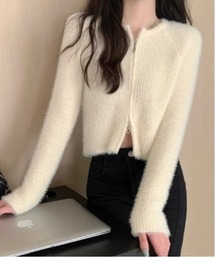 フロントダブルジップシャギーカーディガン