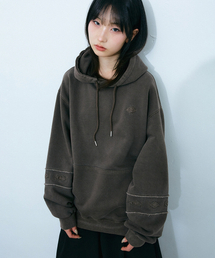エスニックスリーブ PIGMENT フードTシャツ ブラウン