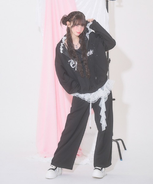 FickleBebe(フィクルベベ)の「アシメレースガーターパンツ(その他パンツ・レディース・ピンク/ブラック/グレー・FREE)」の7枚目の写真