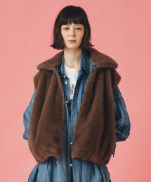 オリジナル レオパード柄 ファー リバーシブル ベスト AT THE TRNK