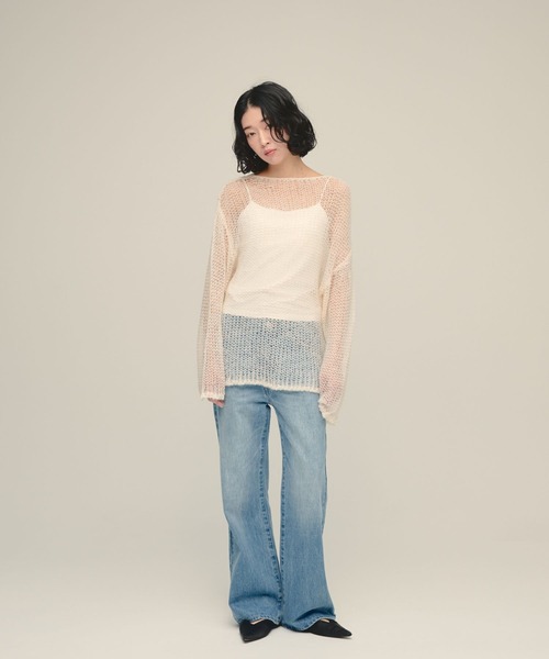 eL(エル)の「【eL】3G Mohair Mesh Pullover/1057223(ニット/セーター・レディース・ピンク/オフホワイト/グレー・FREE)」の4枚目の写真