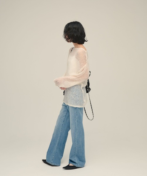 eL(エル)の「【eL】3G Mohair Mesh Pullover/1057223(ニット/セーター・レディース・ピンク/オフホワイト/グレー・FREE)」の5枚目の写真