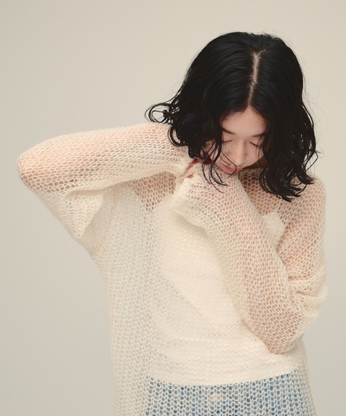 eL(エル)の「【eL】3G Mohair Mesh Pullover/1057223(ニット/セーター・レディース・ピンク/オフホワイト/グレー・FREE)」の14枚目の写真