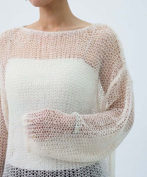 eL(エル)の「【eL】3G Mohair Mesh Pullover/1057223(ニット/セーター・レディース・ピンク/オフホワイト/グレー・FREE)」の10枚目の写真