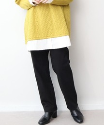 【大きいサイズ】【WEB限定】裏起毛ニットデニムパンツ