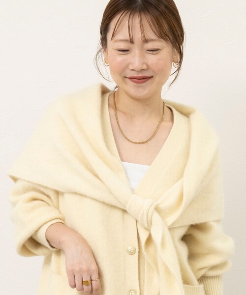 NOLLEY’S Sophi(ノーリーズソフィ)の「【一部WEB限定カラー】ウール混へアリーVネックカーディガン(カーディガン/ボレロ・レディース・イエロー系その他3/オレンジ/クリーム/オフホワイト/グレー・38)」の17枚目の写真
