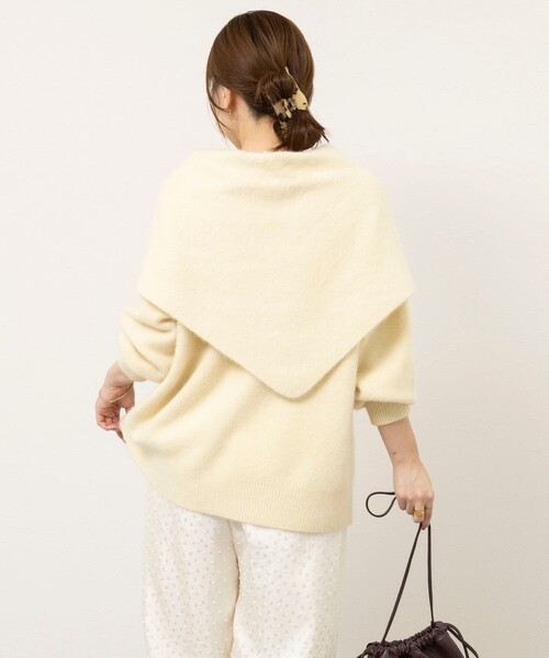 NOLLEY’S Sophi(ノーリーズソフィ)の「【一部WEB限定カラー】ウール混へアリーVネックカーディガン(カーディガン/ボレロ・レディース・イエロー系その他3/オレンジ/クリーム/オフホワイト/グレー・38)」の19枚目の写真