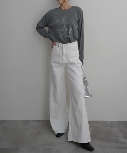 Rashik(ラシク)の「【Rashik】フレアワイドデニム(デニムパンツ・レディース・ホワイト/ブルー・S/M)」の6枚目の写真