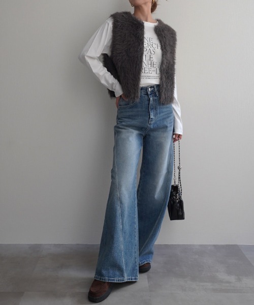 Rashik(ラシク)の「【Rashik】フレアワイドデニム(デニムパンツ・レディース・ホワイト/ブルー・S/M)」の19枚目の写真