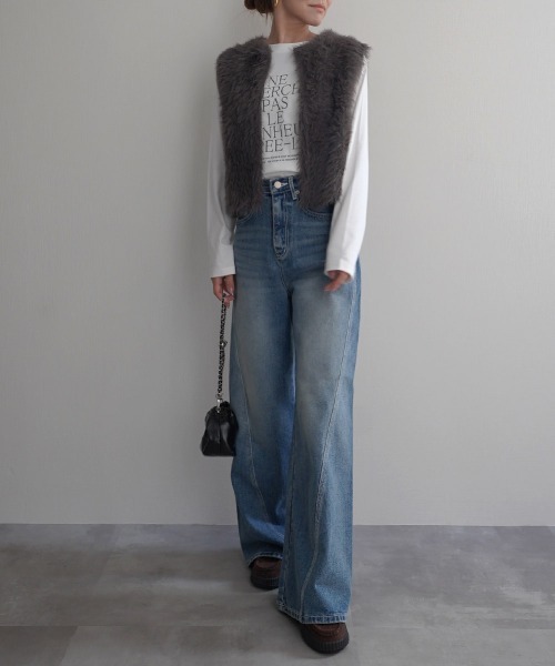 Rashik(ラシク)の「【Rashik】フレアワイドデニム(デニムパンツ・レディース・ホワイト/ブルー・S/M)」の17枚目の写真
