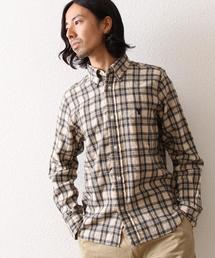 coen | ウインターリネンミックスチェックボタンダウンシャツ2(シャツ/ブラウス)
