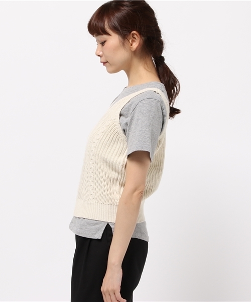 Heather（ヘザー）の「ケーブルキャミタンク  731021（ニット/セーター・レディース・オフホワイト/レッド/ブラック・FREE）」の5枚目の写真
