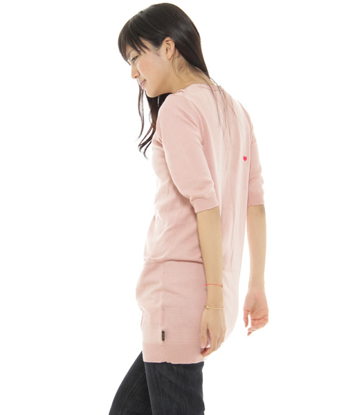 KariAng（カリアング）の「５分袖ロングニットカーデ（カーディガン/ボレロ・レディース・ホワイト/ピンク・SMALL/MEDIUM）」の3枚目の写真