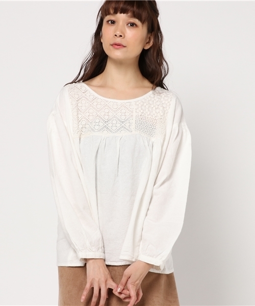 Samansa Mos2,胸元レースブラウス- WEAR
