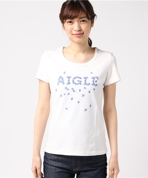 AIGLE（エーグル）の「吸水速乾 フラワーツリー （Tシャツ/カットソー・レディース・ホワイト/ピンク・MEDIUM/SMALL/LARGE）」の3枚目の写真