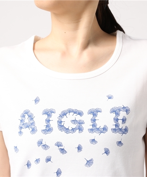 AIGLE（エーグル）の「吸水速乾 フラワーツリー （Tシャツ/カットソー・レディース・ホワイト/ピンク・MEDIUM/SMALL/LARGE）」の6枚目の写真