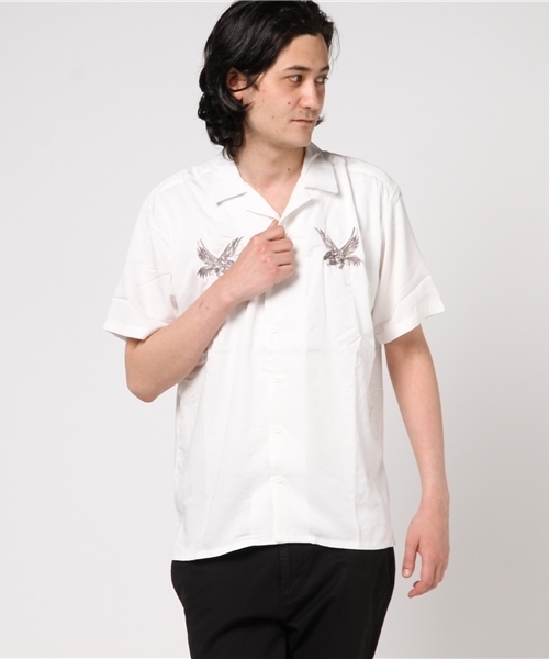 JACKROSE（ジャックローズ）の「オープンカラー刺繍シャツ（シャツ/ブラウス・メンズ・ブラック/ホワイト/ピンク・L/M）」の2枚目の写真