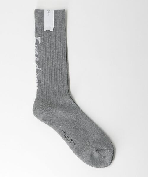 BEAUTY&YOUTH UNITED ARROWS（ビューティーアンドユースユナイテッドアローズ）の「BY ロゴ ソックス（ソックス/靴下・メンズ・ホワイト/ブラック/オレンジ/パープル/ケリー/ライム/ネイビー/コバルトブルー/ベージュ/オフホワイト/グレー/イエロー/ピンク・FREE）」の4枚目の写真