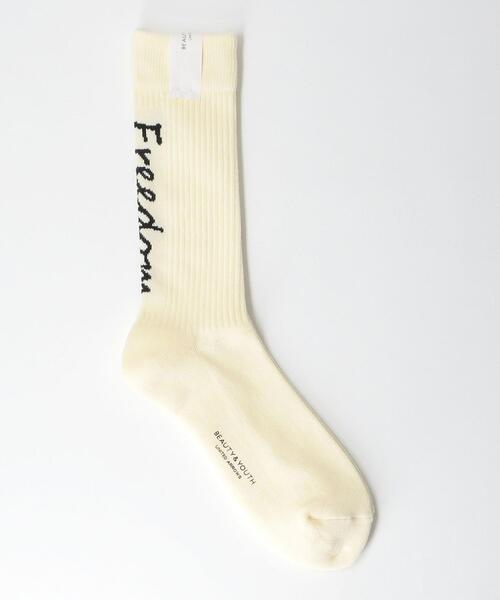 BEAUTY&YOUTH UNITED ARROWS（ビューティーアンドユースユナイテッドアローズ）の「BY ロゴ ソックス（ソックス/靴下・メンズ・ホワイト/ブラック/オレンジ/パープル/ケリー/ライム/ネイビー/コバルトブルー/ベージュ/オフホワイト/グレー/イエロー/ピンク・FREE）」の3枚目の写真