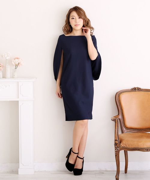 Doula Doula（ドゥーラドゥーラ）の「ドルマンワンピ―スドレス（ドレス・レディース・ブラック/ネイビー/ライトベージュ/モカ/ライトグレー/ライトピンク/ブルー・M/L）」の13枚目の写真