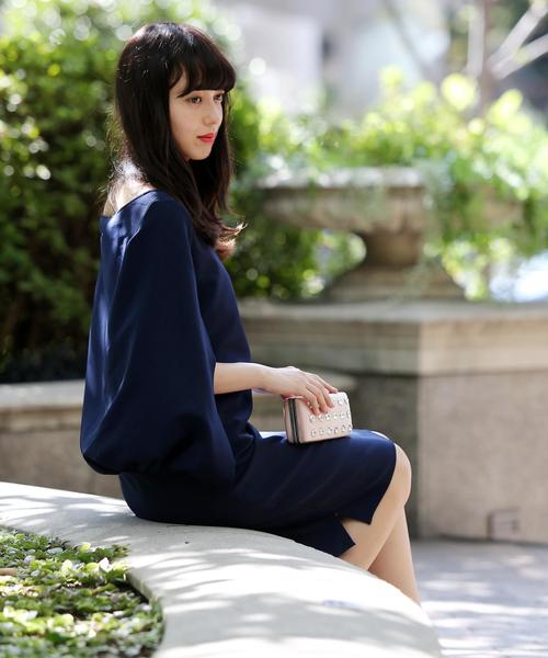 Doula Doula（ドゥーラドゥーラ）の「ドルマンワンピ―スドレス（ドレス・レディース・ブラック/ネイビー/ライトベージュ/モカ/ライトグレー/ライトピンク/ブルー・M/L）」の10枚目の写真