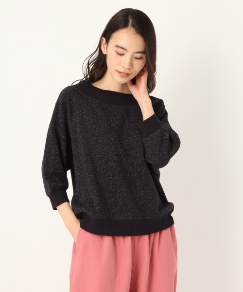 niko and...（ニコアンド）の「オリジナルラメオフショルダー裏毛プルーオーバー（Tシャツ/カットソー・レディース・ベージュ/ネイビー/グレー・MEDIUM/LARGE）」の3枚目の写真