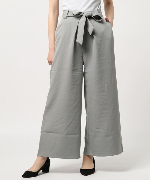fifth（フィフス）の「ウエストリボンとろみワイドロングパンツ（その他パンツ・レディース・アイボリー/ベージュ/ネイビー/ブラック/グレー・MEDIUM）」の4枚目の写真