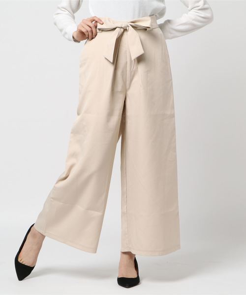 fifth（フィフス）の「ウエストリボンとろみワイドロングパンツ（その他パンツ・レディース・アイボリー/ベージュ/ネイビー/ブラック/グレー・MEDIUM）」の2枚目の写真