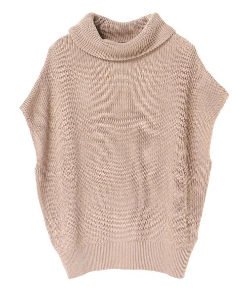 Editt by YECCA VECCA（エディットバイイェッカヴェッカ）の「ラメ畦編みオフタートルニット（ニット/セーター・レディース・ブラック/ベージュ/ブラウン/パープル・FREE）」の10枚目の写真