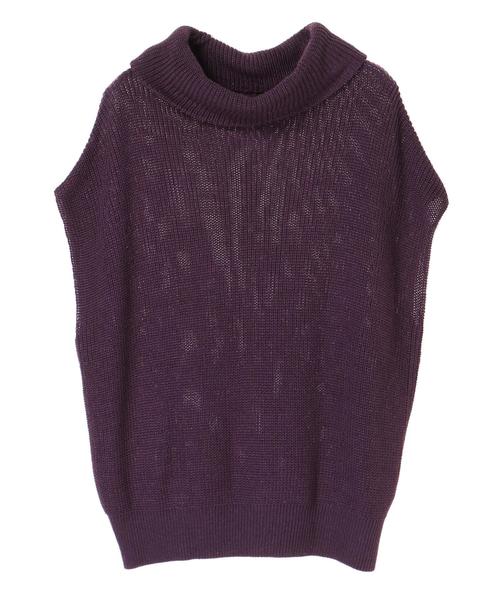 Editt by YECCA VECCA（エディットバイイェッカヴェッカ）の「ラメ畦編みオフタートルニット（ニット/セーター・レディース・ブラック/ベージュ/ブラウン/パープル・FREE）」の12枚目の写真