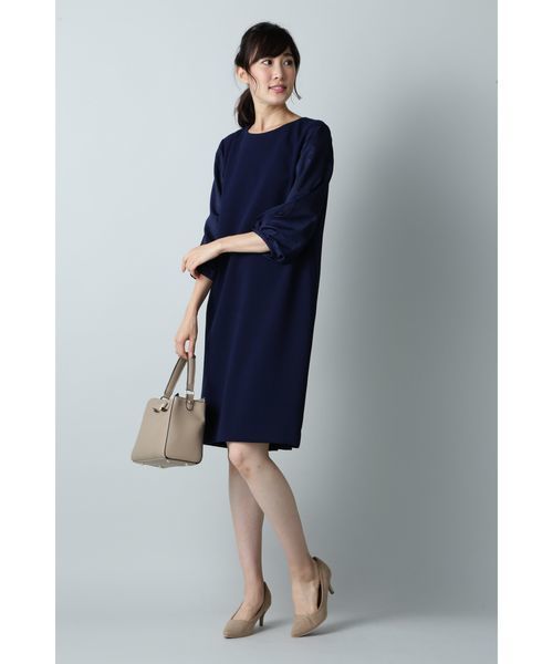DRIES VAN NOTEN ネイビー レーススリーブ ワンピース NATURAL BEAUTY BASIC（ナチュラルビューティーベーシック）の「レース
