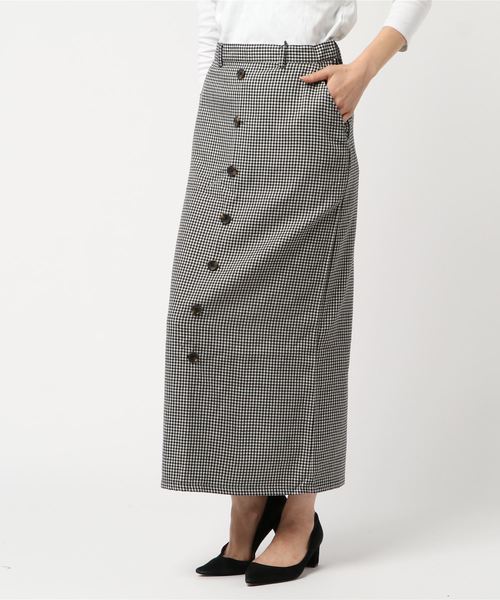 WEGO(ウィゴー)の「WEGO VINTAGE/チェックフロントボタンタイトスカート(スカート・レディース・ブラック系その他2/ブラウン系その他2/ベージュ系その他2・MEDIUM/LARGE)」の1枚目の写真