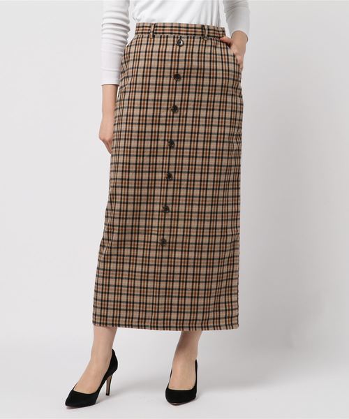 WEGO(ウィゴー)の「WEGO VINTAGE/チェックフロントボタンタイトスカート(スカート・レディース・ブラック系その他2/ブラウン系その他2/ベージュ系その他2・MEDIUM/LARGE)」の2枚目の写真