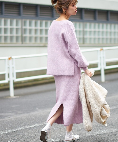 natural couture(ナチュラルクチュール)の「もちもちサイド釦スカート(スカート・レディース・ライトグレー/ブラック/ピンク/アイボリー・FREE)」の8枚目の写真