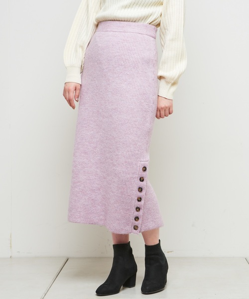 natural couture(ナチュラルクチュール)の「もちもちサイド釦スカート(スカート・レディース・ライトグレー/ブラック/ピンク/アイボリー・FREE)」の16枚目の写真