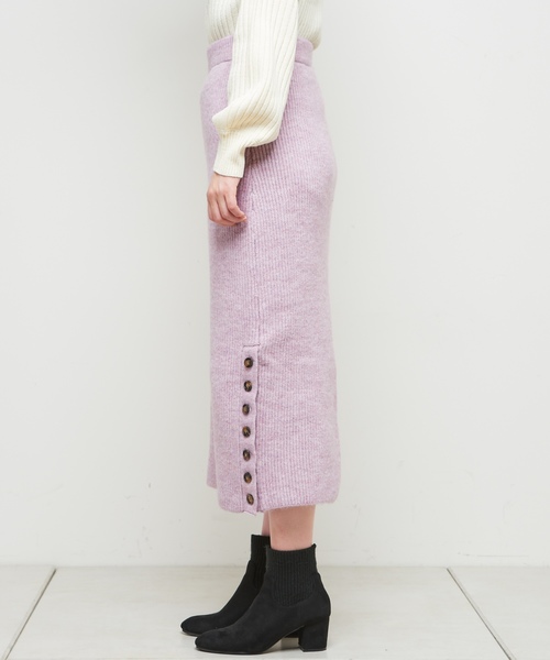 natural couture(ナチュラルクチュール)の「もちもちサイド釦スカート(スカート・レディース・ライトグレー/ブラック/ピンク/アイボリー・FREE)」の18枚目の写真