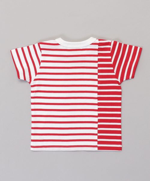 D.fesense（ディーフェセンス）の「【D.fesense /ディーフェセンス】切替反転ボーダーT（Tシャツ/カットソー・キッズ・レッド/ブラック・110cm/100cm/80ｃｍ/90cm）」の6枚目の写真