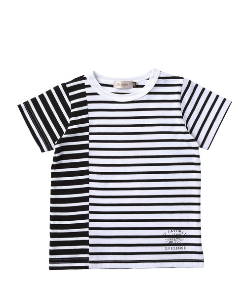 D.fesense（ディーフェセンス）の「【D.fesense /ディーフェセンス】切替反転ボーダーT（Tシャツ/カットソー・キッズ・レッド/ブラック・110cm/100cm/80ｃｍ/90cm）」の3枚目の写真