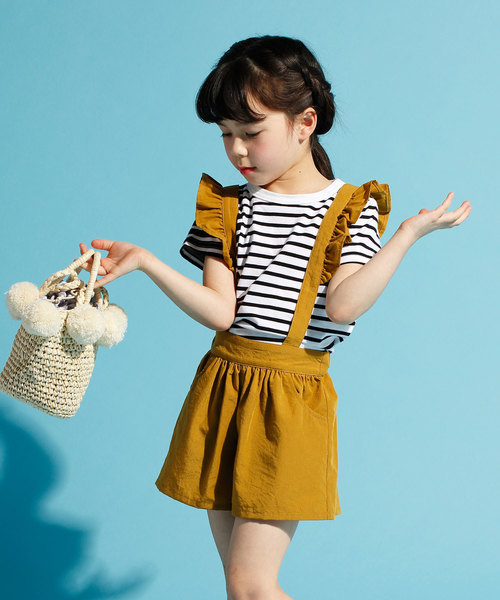 D.fesense（ディーフェセンス）の「【D.fesense /ディーフェセンス】切替反転ボーダーT（Tシャツ/カットソー・キッズ・レッド/ブラック・110cm/100cm/80ｃｍ/90cm）」の4枚目の写真