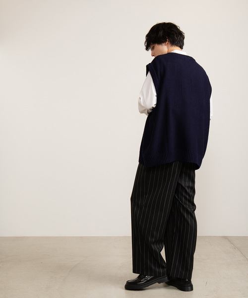 WEGO（ウィゴー）の「WEGO/【2点セット】チェーン付きストライプワイドスラックス（スラックス・メンズ・ブルー系その他4/ブラック系その他4・MEDIUM/LARGE）」の7枚目の写真