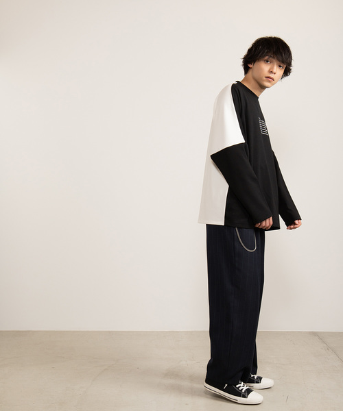 WEGO（ウィゴー）の「WEGO/【2点セット】チェーン付きストライプワイドスラックス（スラックス・メンズ・ブルー系その他4/ブラック系その他4・MEDIUM/LARGE）」の11枚目の写真