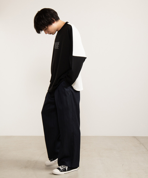 WEGO（ウィゴー）の「WEGO/【2点セット】チェーン付きストライプワイドスラックス（スラックス・メンズ・ブルー系その他4/ブラック系その他4・MEDIUM/LARGE）」の12枚目の写真