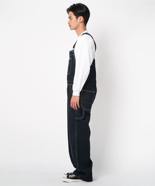 FREE GATE（フリーゲート）の「FREE GATE フリーゲート スラブデニムオーバーオール（サロペット/オーバーオール・メンズ・ネイビー/ブルー・M/L/S）」の3枚目の写真