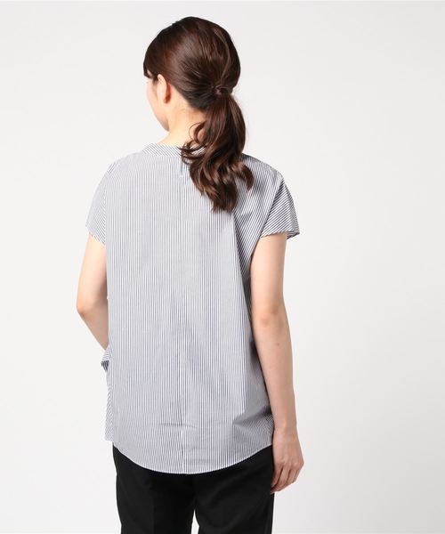 A/C DESIGN BY ALPHA CUBIC（エーシーデザインバイアルファキュービック）の「フレンチストライプブラウス（シャツ/ブラウス・レディース・ブルー/ネイビー/サックスブルー・13号/11号/9号）」の5枚目の写真
