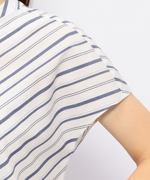 A/C DESIGN BY ALPHA CUBIC（エーシーデザインバイアルファキュービック）の「フレンチストライプブラウス（シャツ/ブラウス・レディース・ブルー/ネイビー/サックスブルー・13号/11号/9号）」の9枚目の写真