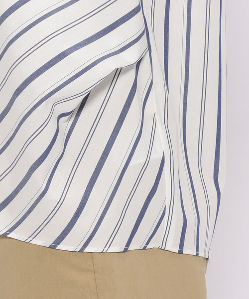 A/C DESIGN BY ALPHA CUBIC（エーシーデザインバイアルファキュービック）の「フレンチストライプブラウス（シャツ/ブラウス・レディース・ブルー/ネイビー/サックスブルー・13号/11号/9号）」の7枚目の写真