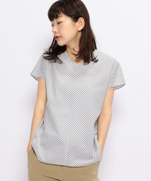 A/C DESIGN BY ALPHA CUBIC（エーシーデザインバイアルファキュービック）の「フレンチストライプブラウス（シャツ/ブラウス・レディース・ブルー/ネイビー/サックスブルー・13号/11号/9号）」の14枚目の写真